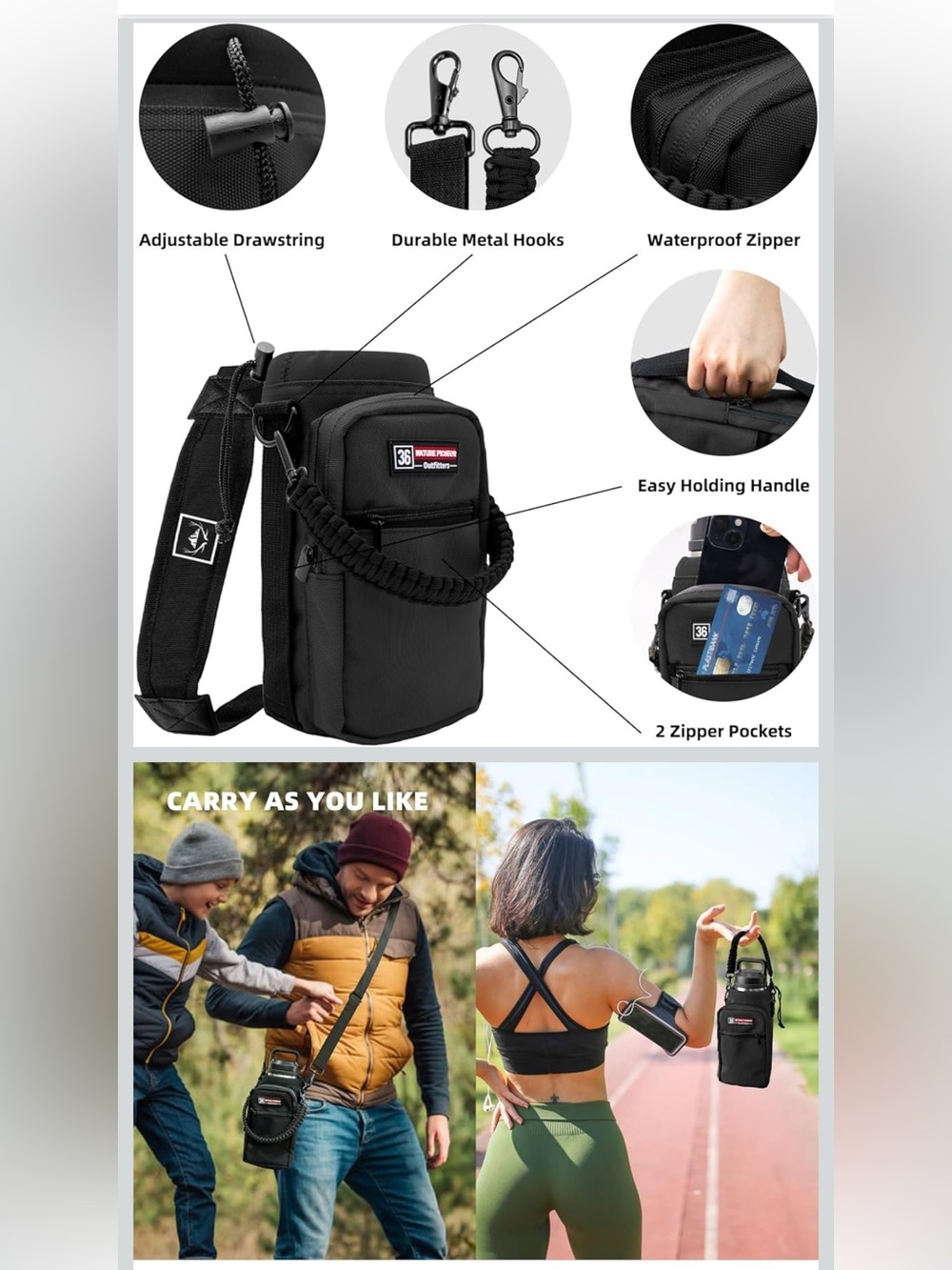 Nature Pioneer Water Bottle Holder with Adjustable Strap - Picture 7 of 8